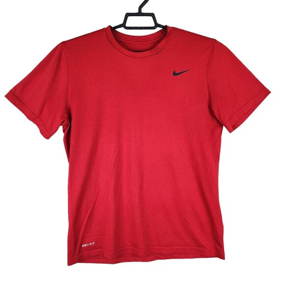 Men's Red Nike Dri-Fit Shirt Short Sleeve Crew Neck Size L - Picture 1 of 9